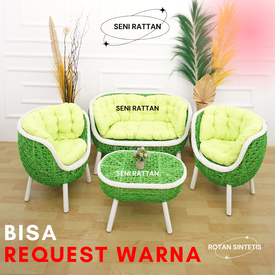 Kursi Tamu Sofa Brekele Anyaman Rotan Sintetis Full Jok Sandaran - HANYA PULAU JAWA