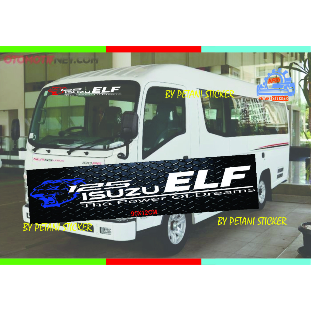STIKER STICKER MOBIL KACA DEPAN MOBIL ELF ISUZU MINI BUS MACAN PELINDUNG MATAHARI CUTTING STIKER