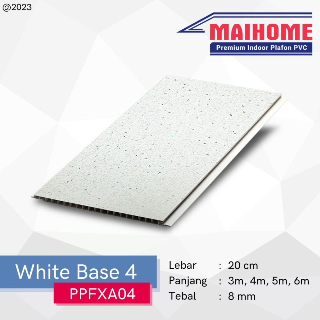 Plafon PVC Minimalis Motif White Base 4 Merk Maihome Ukuran 400cm x 20cm