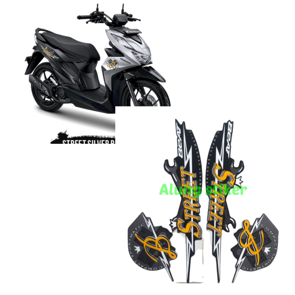 STIKER STRIPING LIS BODY BEAT STREET 2020 HITAM-SILVER
