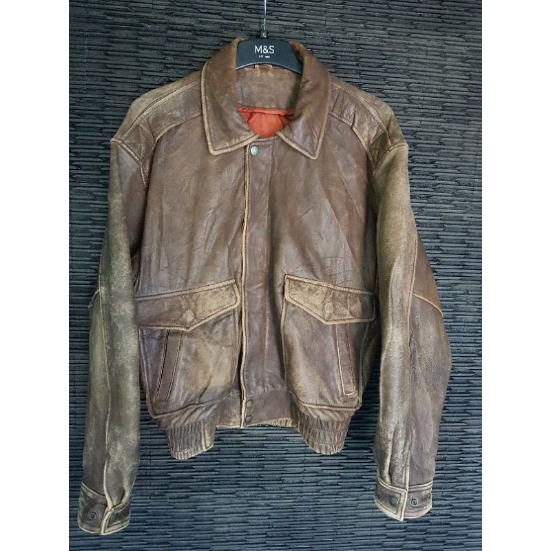JAKET KULIT ASLI SECOND ORI BOMBER PILOT VINTAGE LAWAS