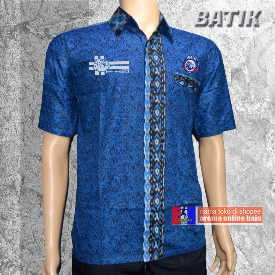 BAJU KEMEJA BATIK AREMA TERBARU BIRU aremafashion online baju