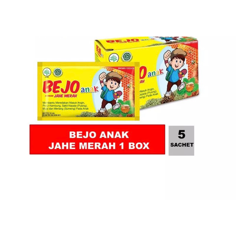 

BEJO anak jahe merah herbal / 1 box / 5 sachet / masuk angin anak