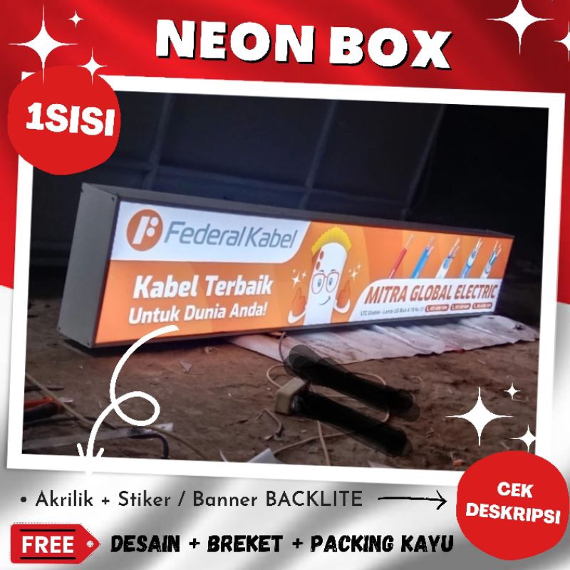 NEON BOX KOTAK 1SISI + DESAIN