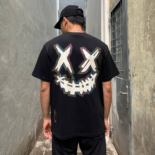 Ricky is Clown RIC Reflective Clown Face Black Tee ORIGINAL