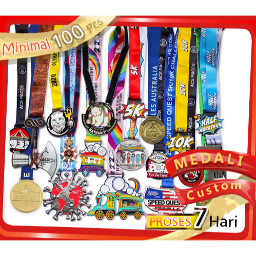 Pabrik medali custom logam bras warna emas gold dan silver perak untuk hadiah pemenang kejuaraan sep