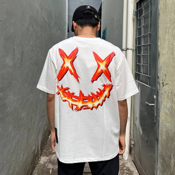 Ricky is Clown RIC Orange Flame Clown Face White Tee ORIGINAL