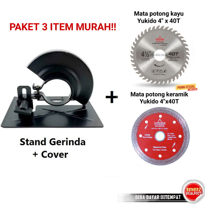 PAKET CIRCLE MINI+Potong keramik | Stand Holder Dudukan Gerinda + Cover PLUS Circular Saw Blade Mata