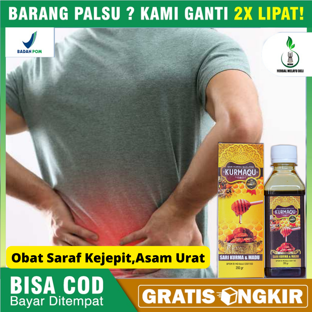 Atasi Syaraf Kejepit Obat Asam Urat Kebas Mati Rasa Kurmaqu Sari Kurma 100% Madu Herbal Asli