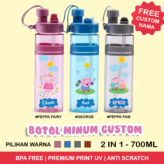 Botol minum anak 2 in 1 free custom nama kado souvenir ulang tahun