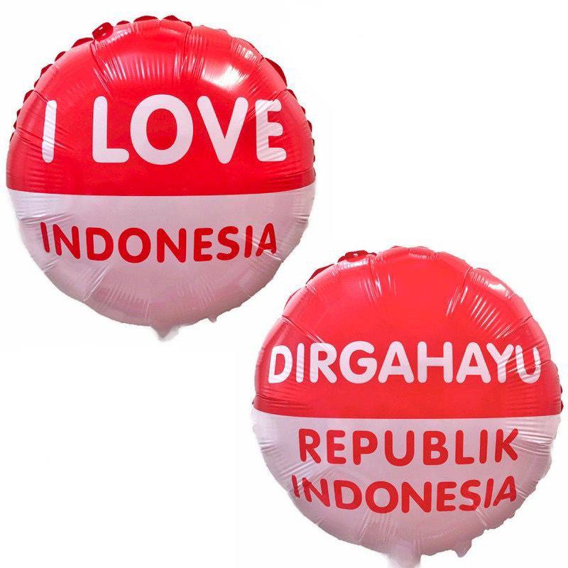 Balon Bulat HUT RI / Balon Foil Dirgahayu RI / Balon I Love Indonesia