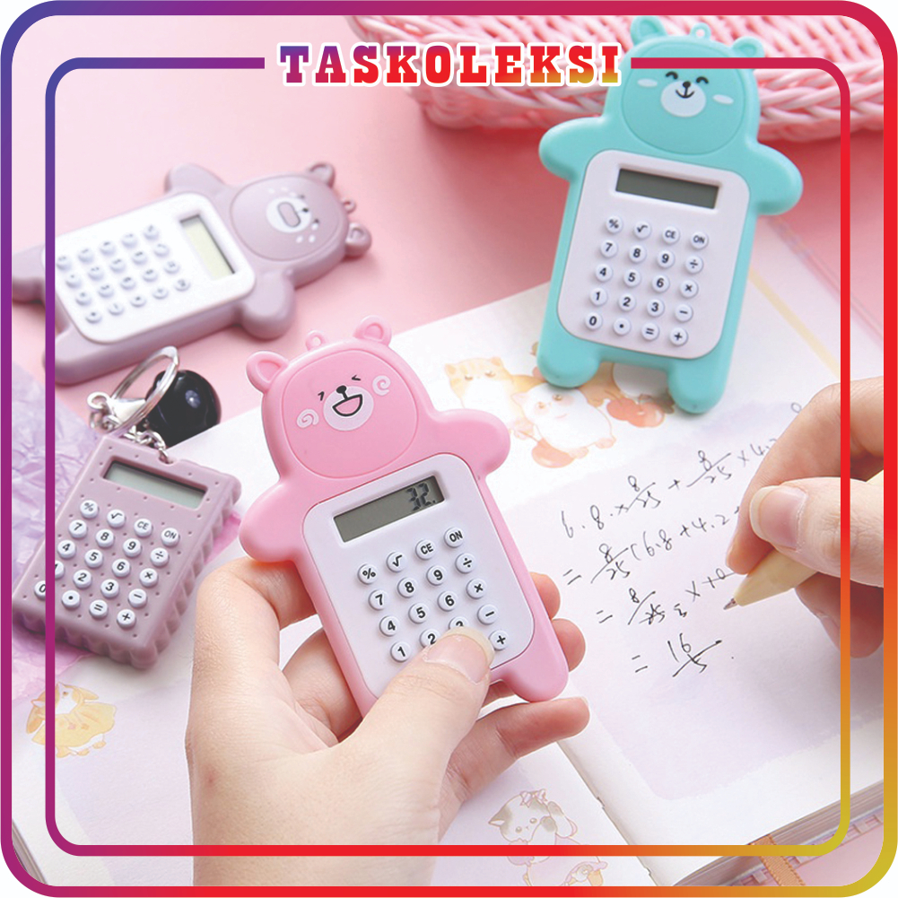 

☛TK☚ Calculator Mini Motif Bear Kalkulator 8 Digit Mini Portable Motif Beruang Tombol Karet/Sekolah/Stationary Import Warna Unik kalkulator S088