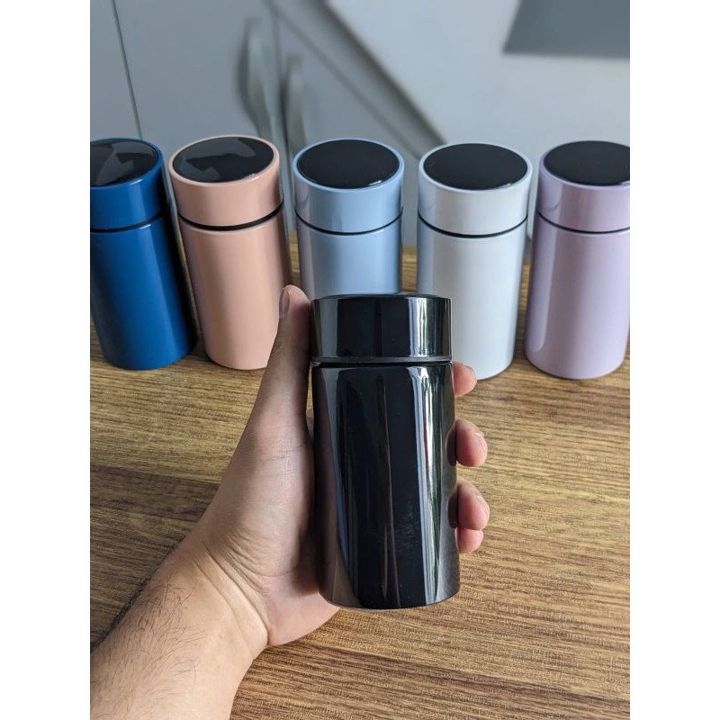 Termos 200 ml mug tube bulat dgn saringan dan indikator suhu, air panas & air dingin