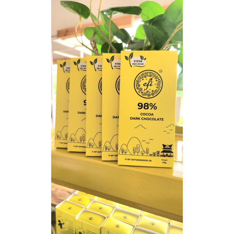

Efi Dark Chocolate 90%/98% Cocoa 45gr Coklat Murni 100% Kakao Butter Cokelat Premium Snack Sehat