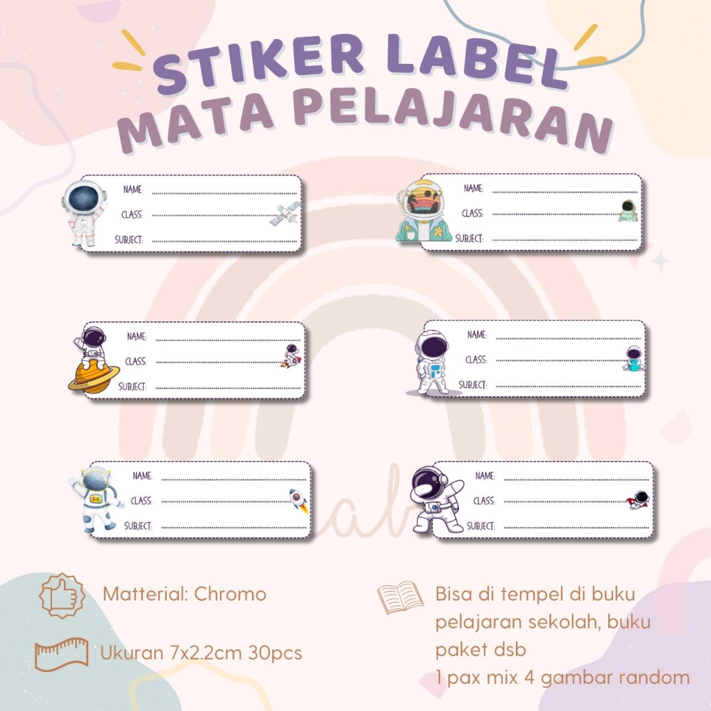 

30 PCS STIKER MATA PELAJARAN ASTRONOUT STIKER BUKU SEKOLAH