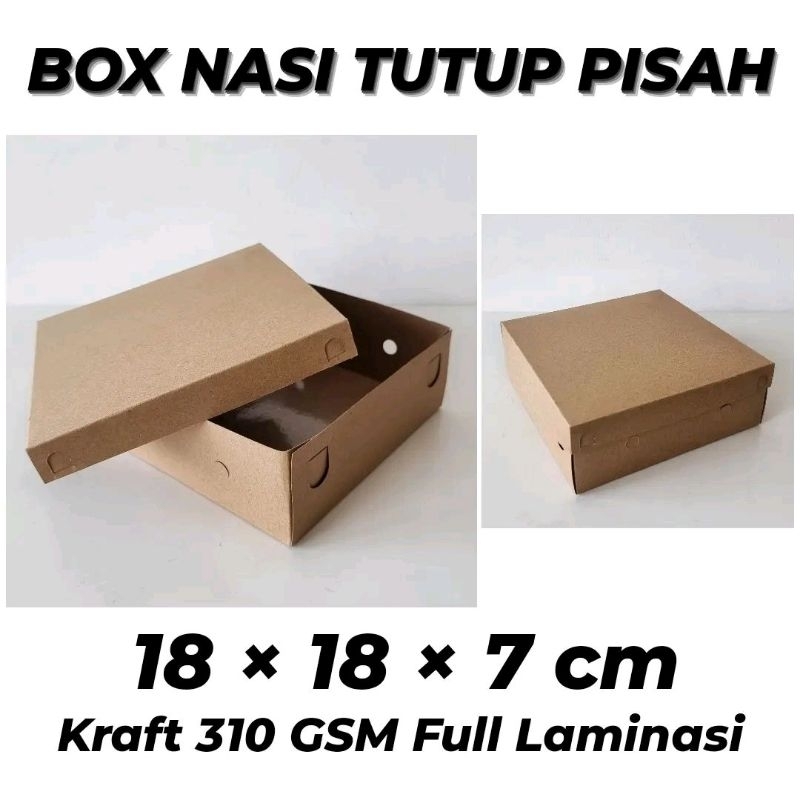 

(MIN ORDER 50 PCS) BOX NASI KOTAK TUTUP PISAH 18x18x7 FULL LAMINASI / BOX CATERING