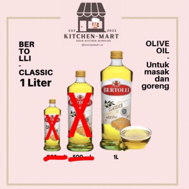 

BERTOLLI OLIVE OIL EXTRA LIGHT 1 Liter | UNTUK MASAK DAN GORENG