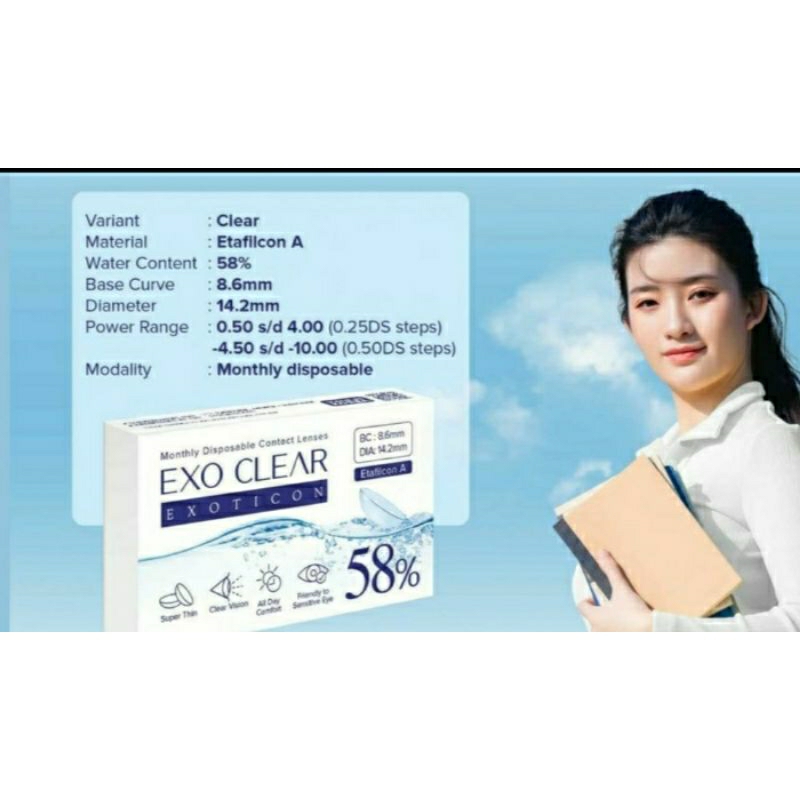 Softlens Exo clear/bening/transparant dengan kadar air tinggi 58% made in korea softlen soflen sofle