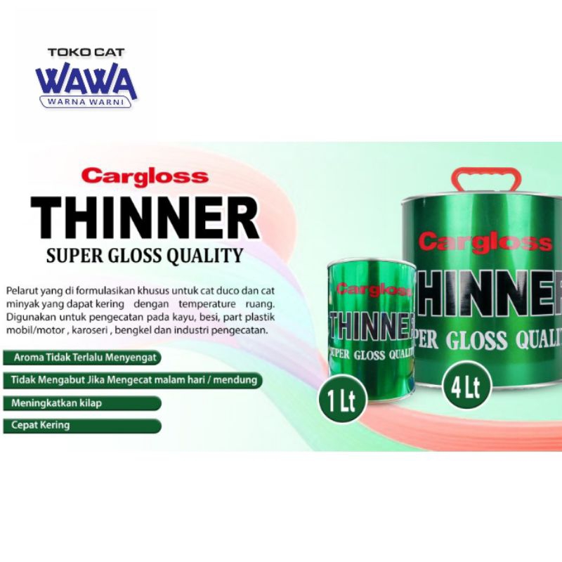 thinner cargloss super gloss quality tiner hg pengencer cat duco epoxy 4lt galon
