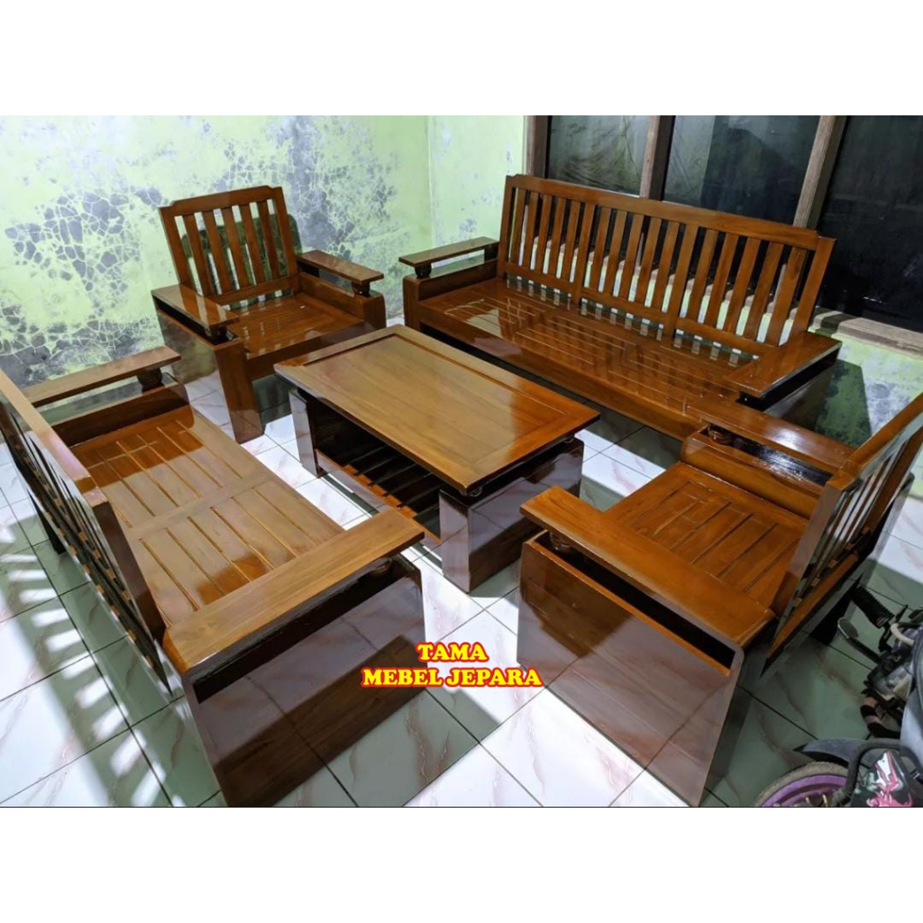 Kursi Tamu Bola 3211 Kayu Jati Terlaris, Set Kursi Ruang Tamu