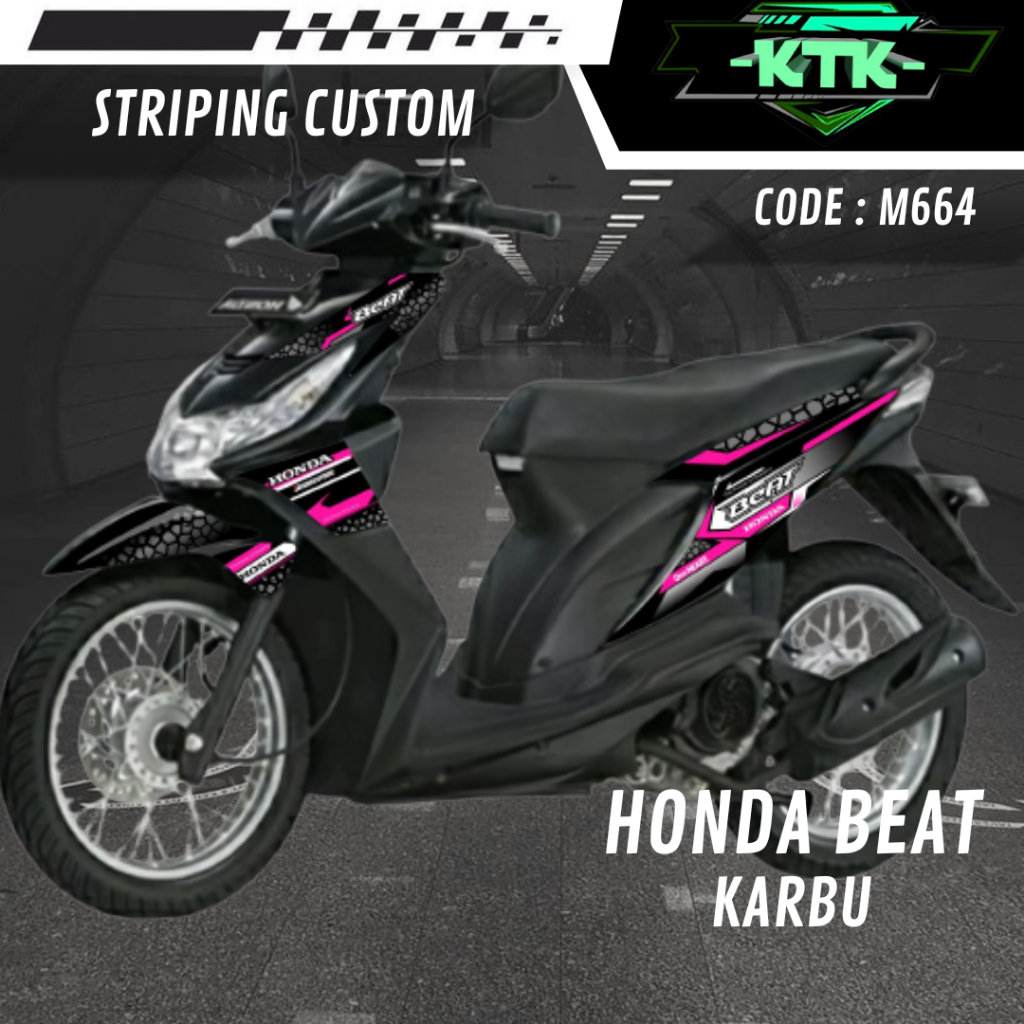 Sticker Lis Variasi Striping List Stiker Aksesoris Motor Honda Beat Karbu Lawas Carbu Old M664 Tahun