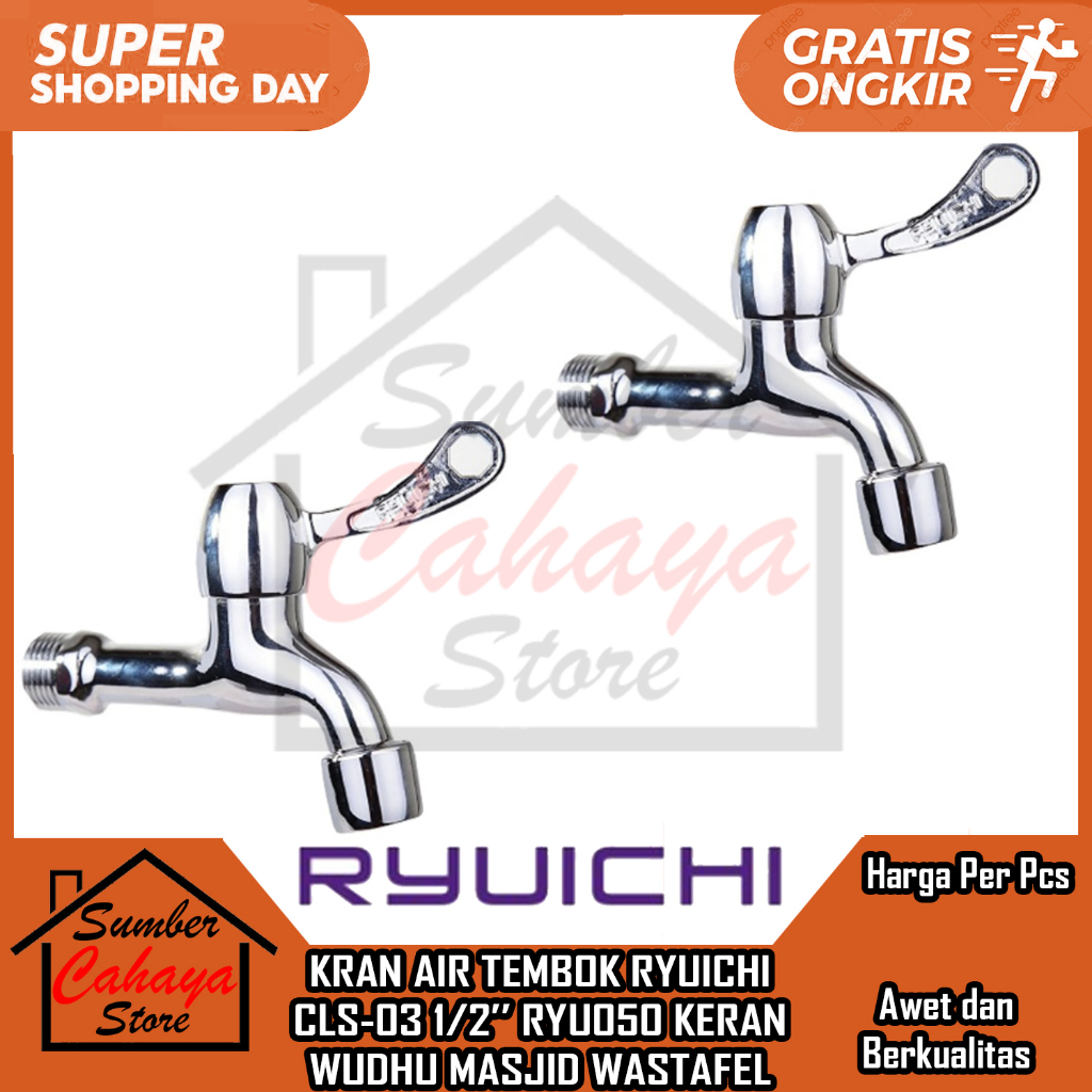 KRAN AIR DINDING RYUICHI CLS-03 1/2’’ RYU050 KERAN WUDHU MASJID WASTAFEL WC KAMAR MANDI TAMAN KRAN A