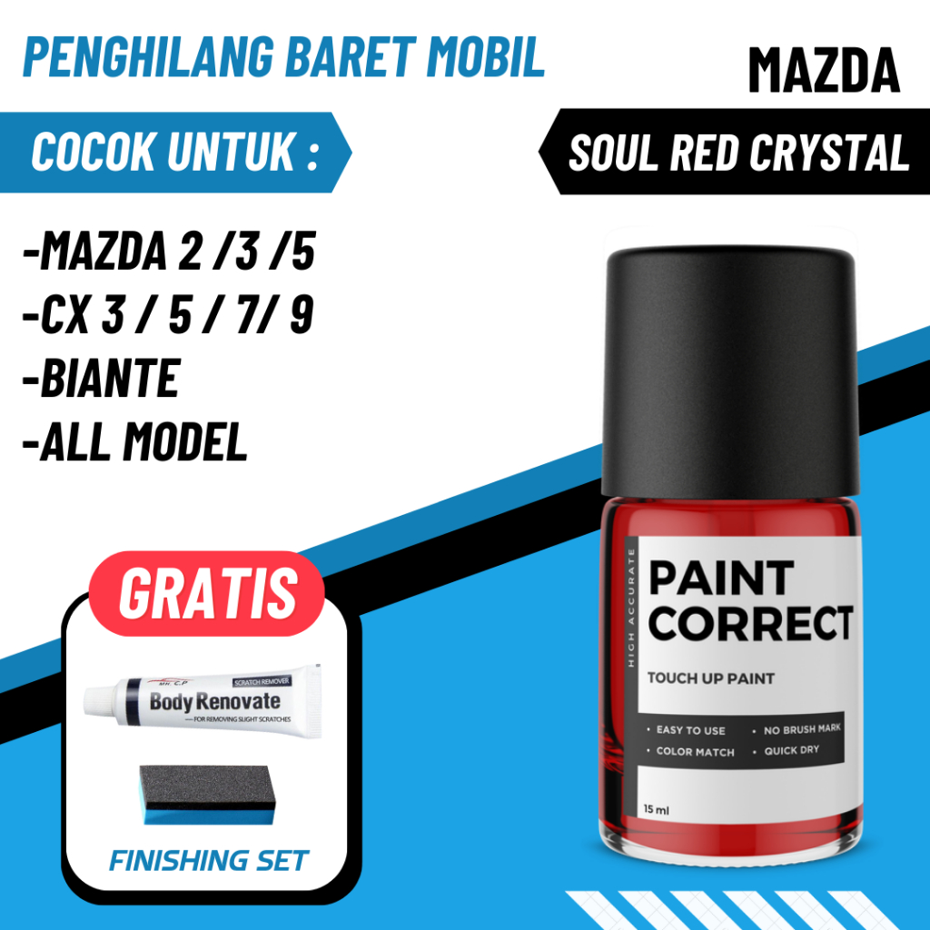 CAT OLES PENGHILANG BARET MOBIL MAZDA SOUL RED CRYSTAL MERAH