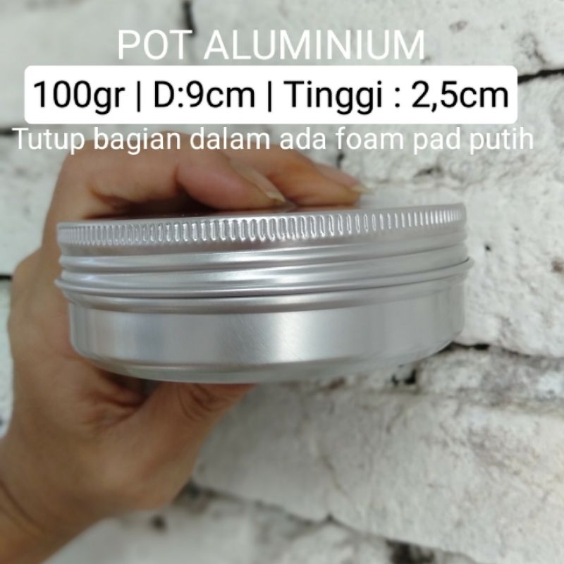 Pot Aluminium 100 gr kaleng aluminium kemasan Aluminium wadah pomade kemasan kosmetik wadah lulur
