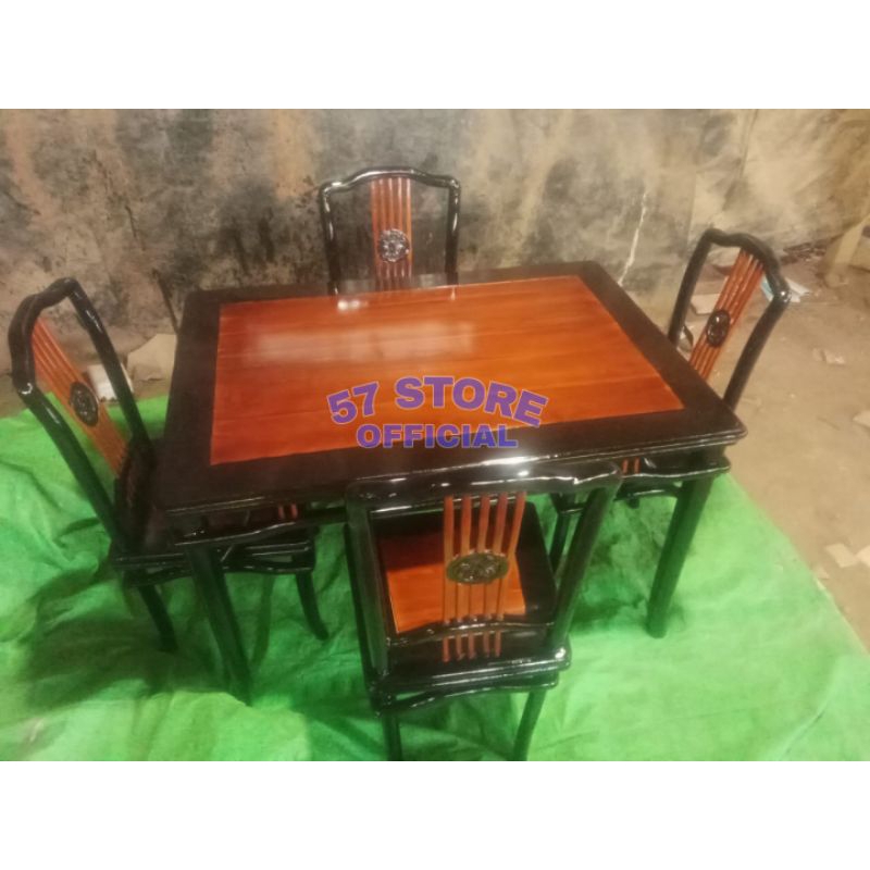 Meja Makan jati kursi 4 Jepara