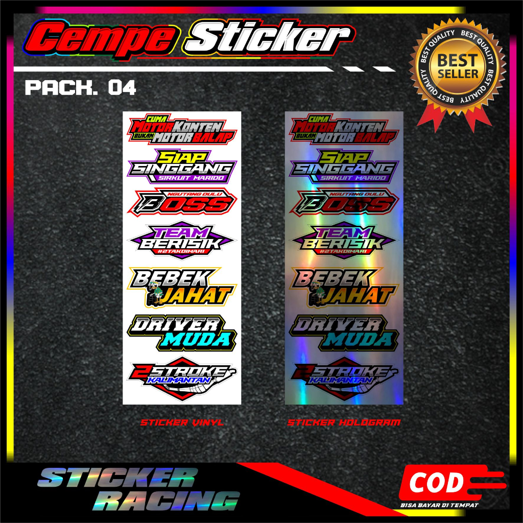 Stiker Racing Sticker Herex Stiker Kata2 Viral Sticker Murah. CM04