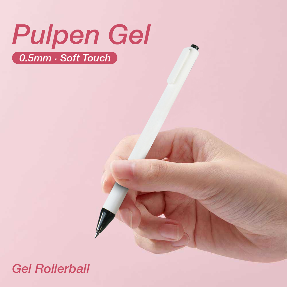 

Pena Pulpen Gel 0.5mm Soft Touch Candy Tinta Hitam 1 PCS