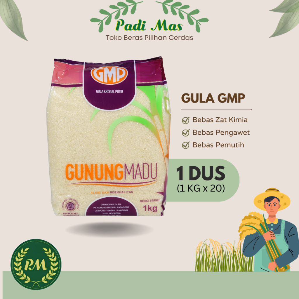 

Gula Pasir GMP Dus 1kg x 20 / Gula GMP 1 kg x 20 pcs