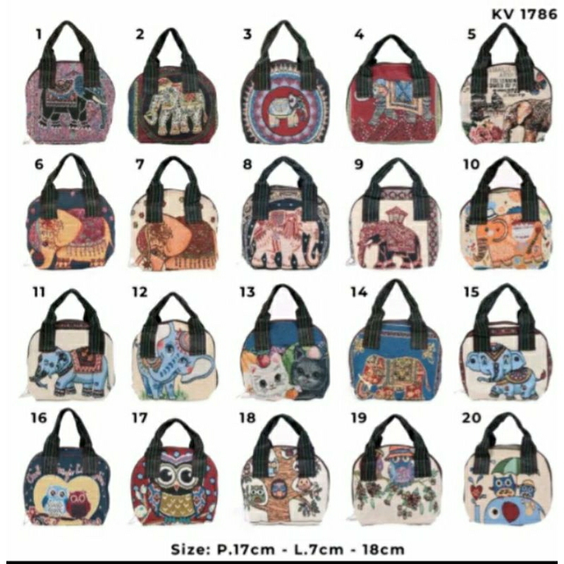 Tas jinjing mini wanita tenun bordir Thailand Bangkok