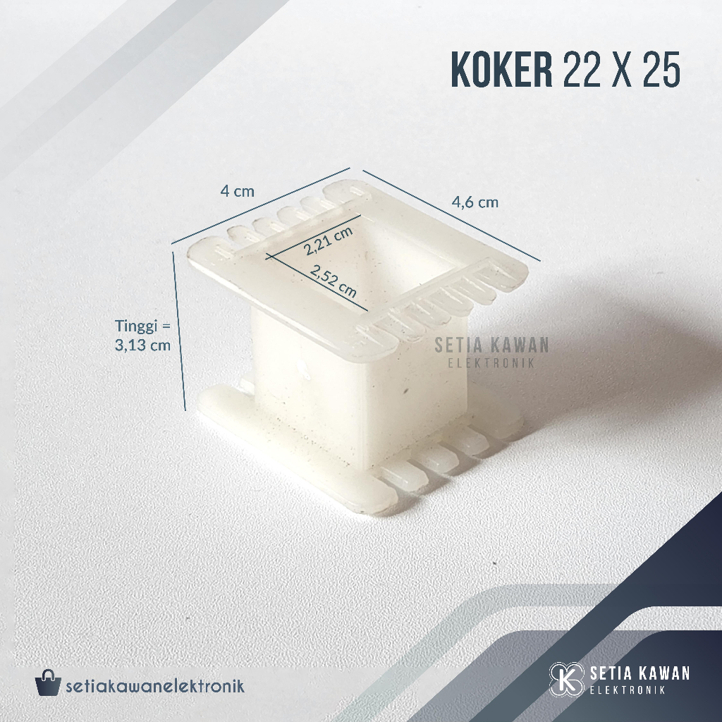 Koker Trafo Kotak 22x25 / Bobin Bobbin Dudukan Besi Plat Keren Kern Travo Tahan Panas Bahan Plastik 