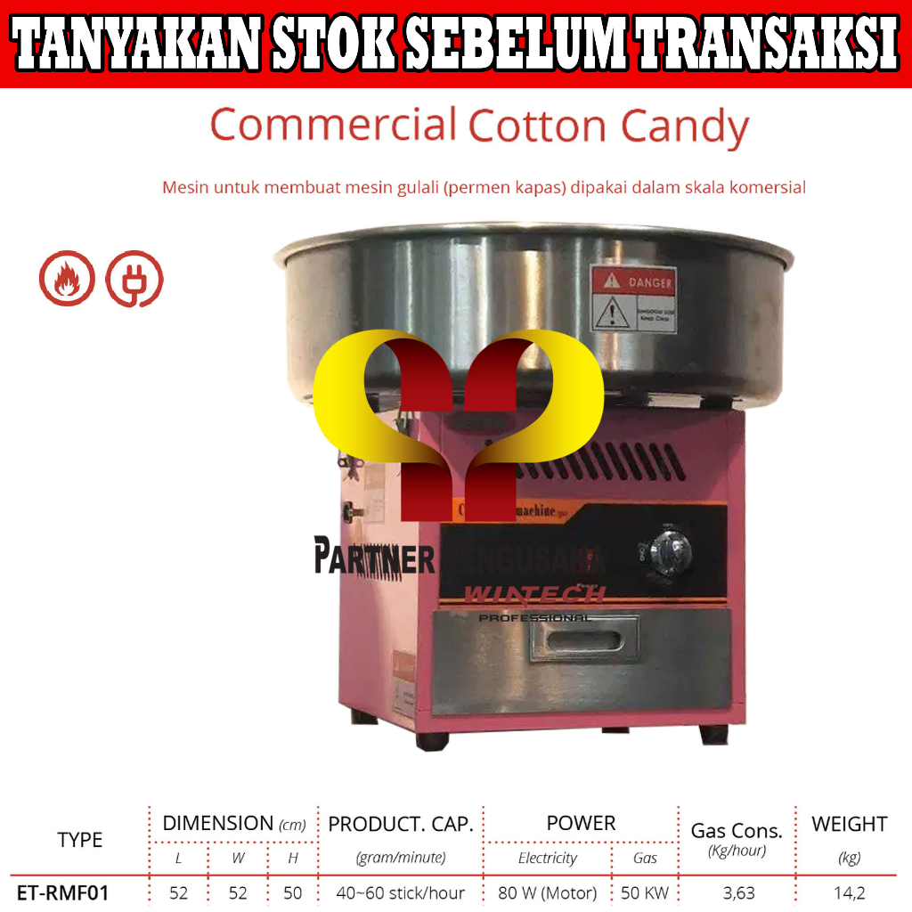 GETRA ET-RMF01 Mesin Pembuat Gula Kapas Gulali Gas Candy Machine