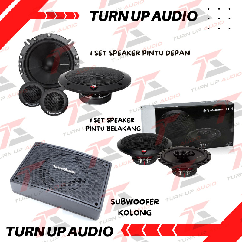 Paket Audio Mobil Full Set Sound System ROCKFORD FOSGATE car audio full speaker pintu dan subwoofer 