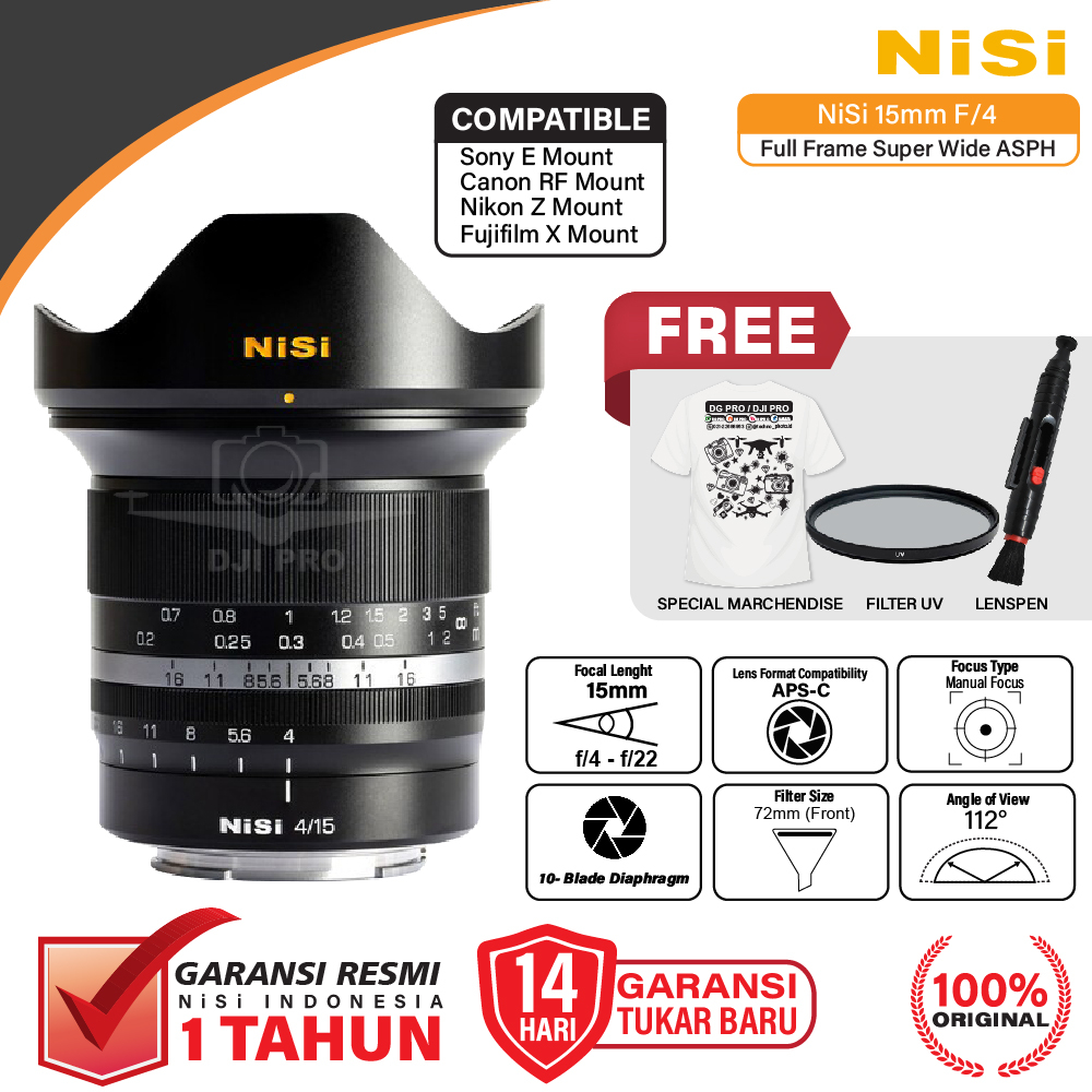 NiSi 15mm f4 Full Frame Super Wide ASPH Lens Sony Nikon Canon Fujifilm