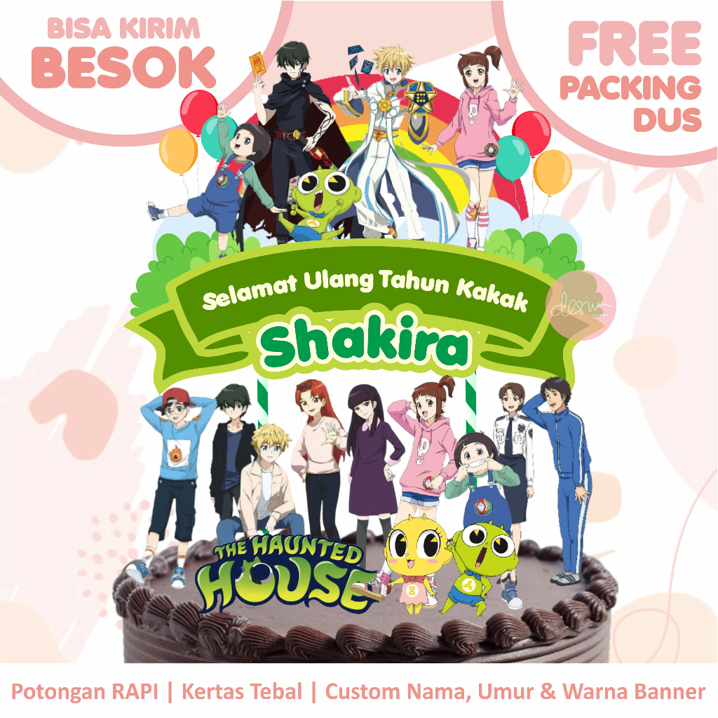 Topper Cake Shinbi House (Custom Nama & Umur) FREE PACKING DUS