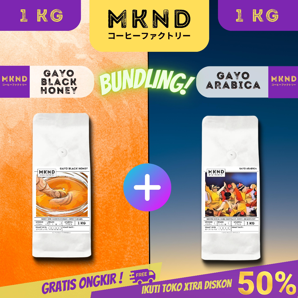 

MKND® BUNDLING HEMAT 2X1KG KOPI ARABIKA ACEH GAYO + GAYO BLACK HONEY PROMO DISKON | BIJI BUBUK | SINGLE ORIGIN | PREMIUM COFFE | ROASTED BEANS | MANUAL BREW | COFFE ROASTERY
