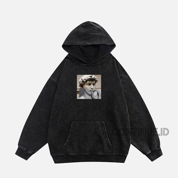 Jaket Hoodie Sweater Pria Wanita Oversize Warna Hitam Woshing Terbaru