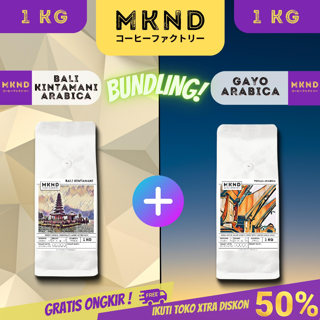

MKND® BUNDLING HEMAT 2X1KG KOPI ARABIKA ACEH GAYO SINGLE ORIGIN GRADE 1 +BALI KINTAMANI PROMO DISCON | BIJI BUBUK | SINGLE ORIGIN | PREMIUM COFFE | ROASTED BEANS | MANUAL BREW | COFFE ROASTERY