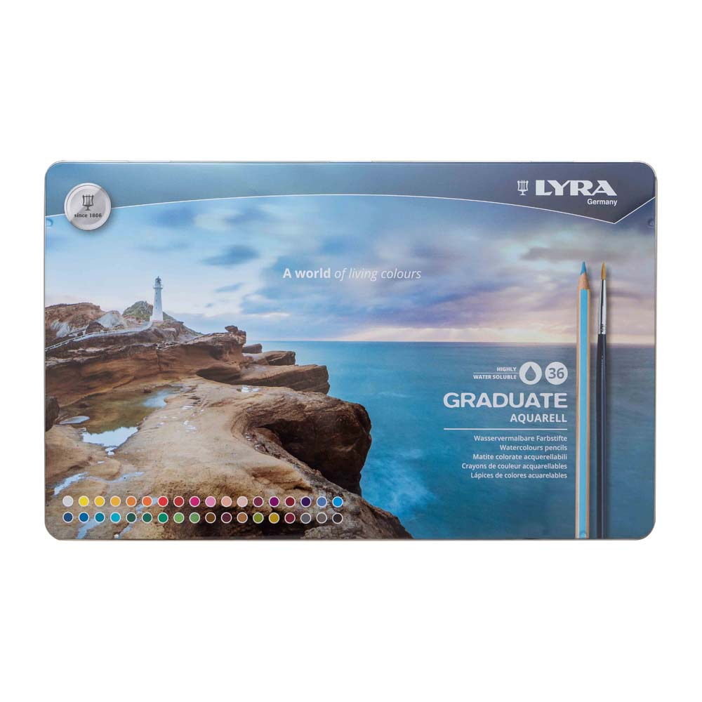 

Lyra Pensil Warna Cat Air / Watercolor Pencil Graduate Aquarell Metal Box 36 Warna - Hasil Lembut