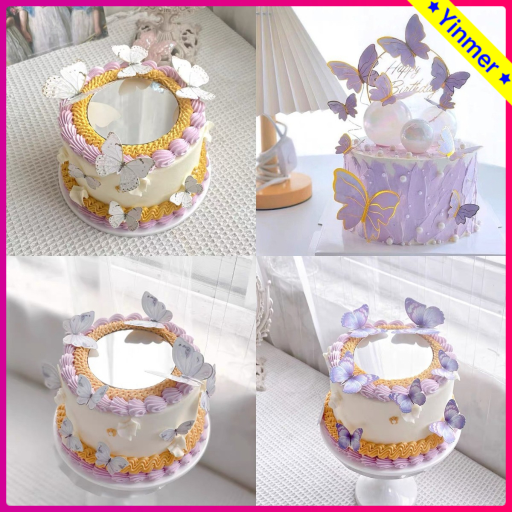 

COD✨ 9Pcs/Set Potongan Kupu-kupu Kue Dekorasi Pronzing Topper Kue Plugin Dekorasi Warna-warni Happy Birthday INS Aesthetic Untuk Dekorasi Pernikahan Aksesori Murah-Yinmer