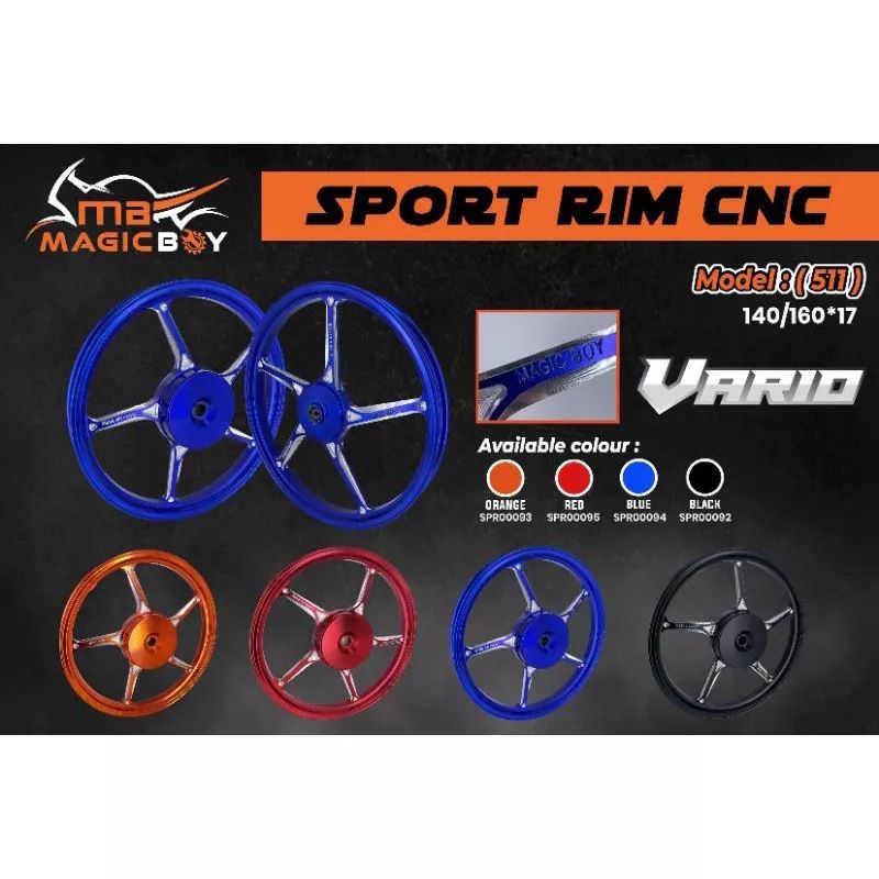 (READY STOK)MAGICBOY SPORT RIM FG 511 VARIO 125 150 1.4-1.6/17 ORIGINAL 100%