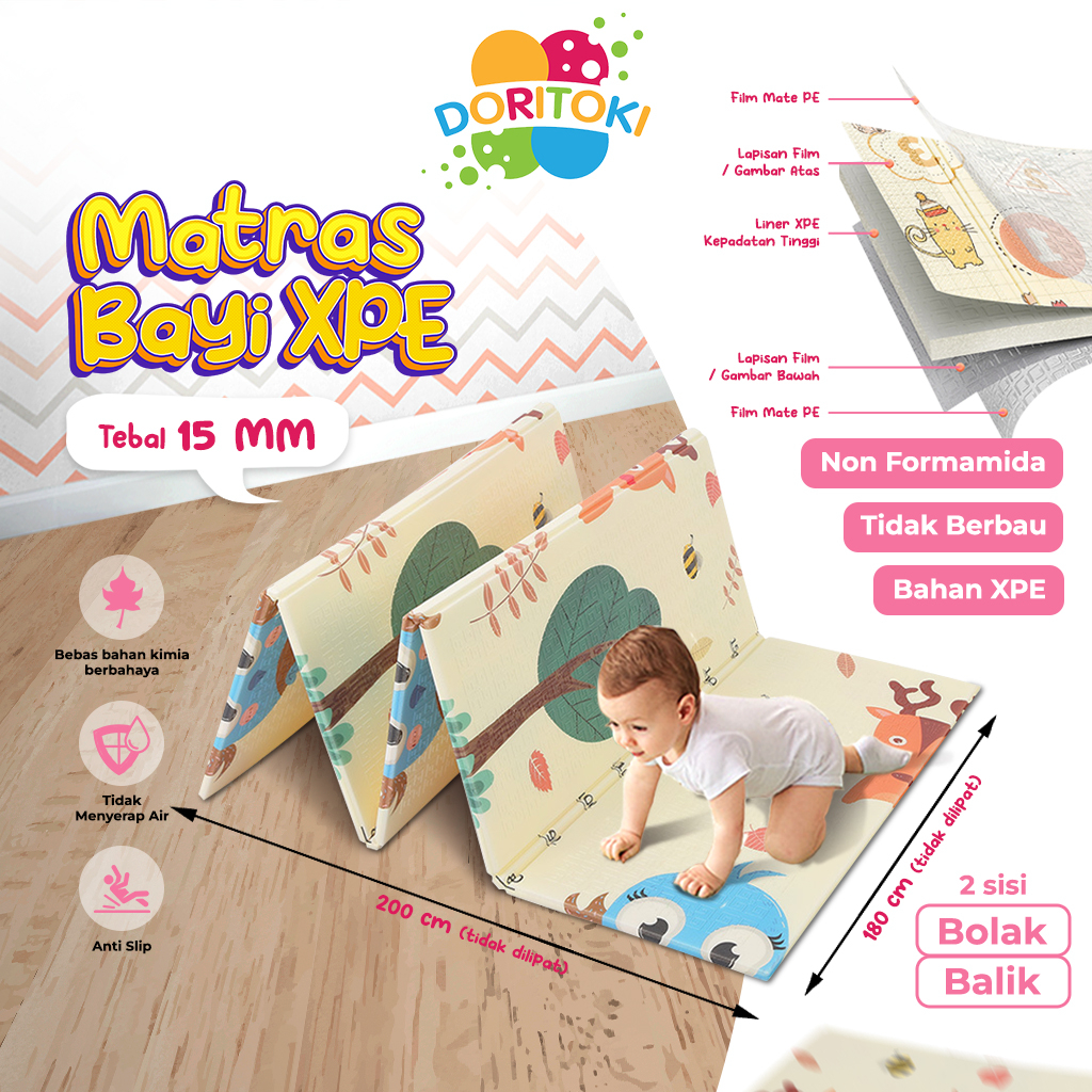 Doritoki X Speeds SNI Playmat Lipat Anak Xpe Matras Bayi Uk 180 x 200cm Tebal 10 mm