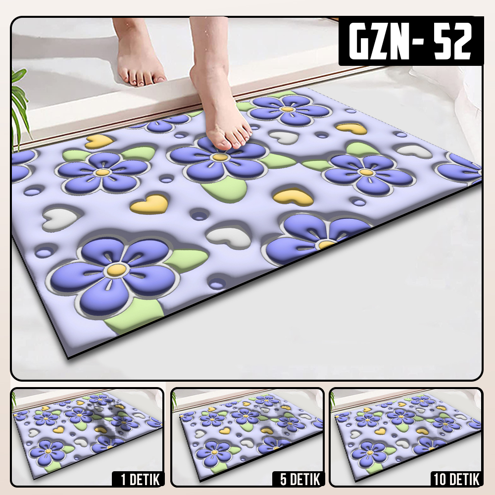 Keset Diatomite 3D Kotak Anti Slip Keset Kamar Mandi Keset Lantai Menyerap Air 3D Karakter Futureworld-GZN-52