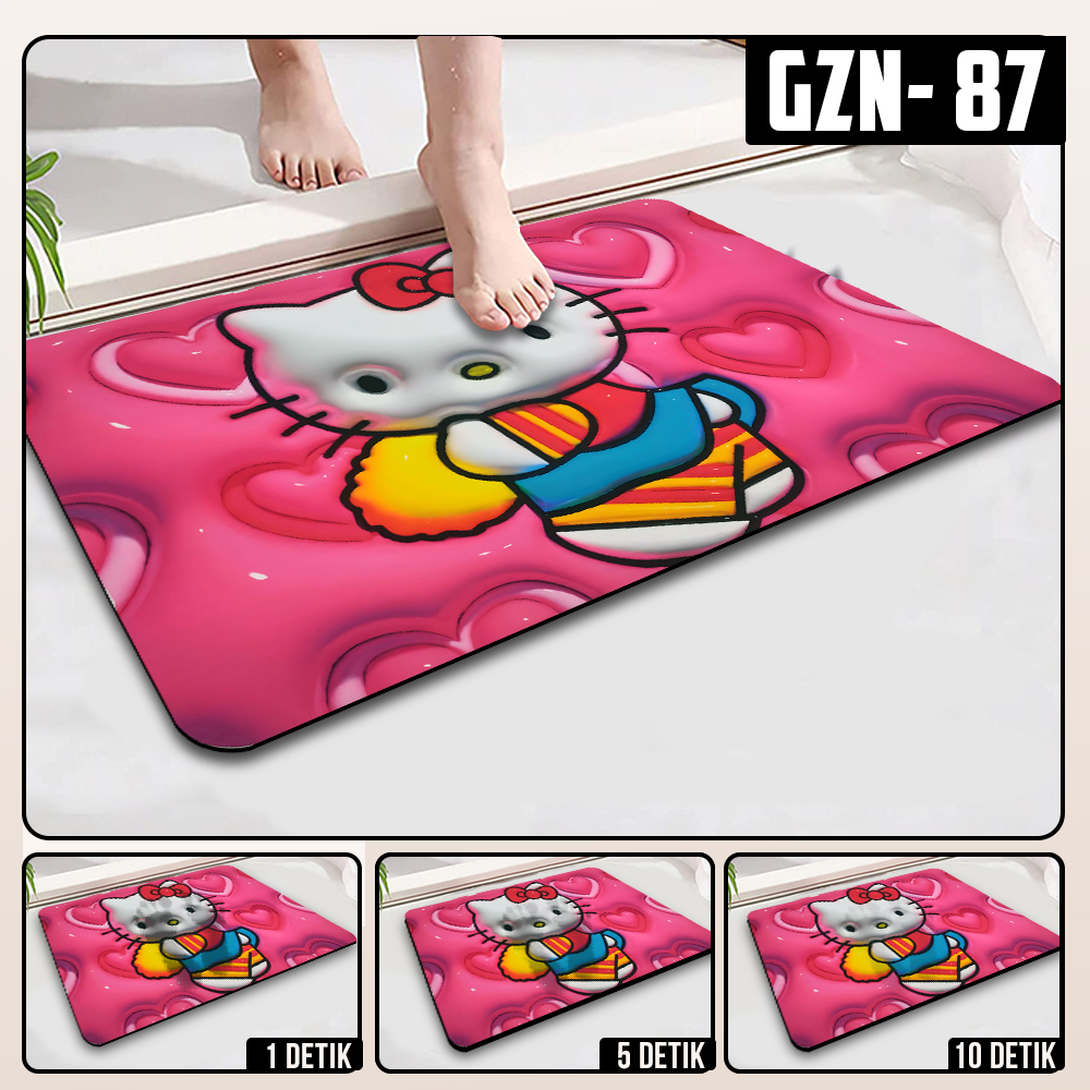 Keset Diatomite 3D Kotak Anti Slip Keset Kamar Mandi Keset Lantai Menyerap Air 3D Karakter Futureworld-GZN-87