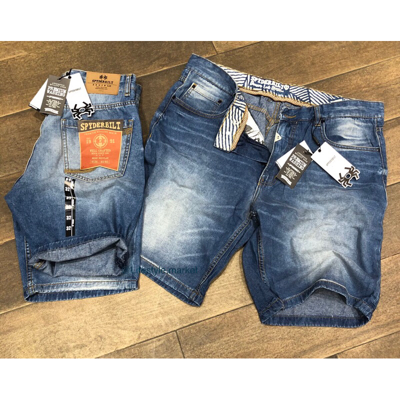 Celana Denim Spyderbilt Original Jeans Pendek Dixer Men Walkshort Denim Blue
