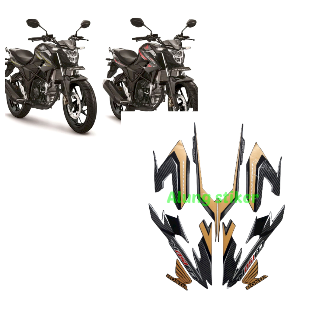 STIKER STRIPING LIS BODY MOTOR CB150R 2017 FULL HITAM-GOLD