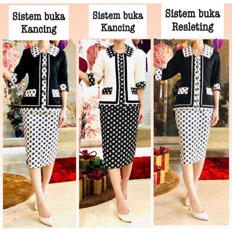 SETELAN BLAZER WANITA HITAM PUTIH